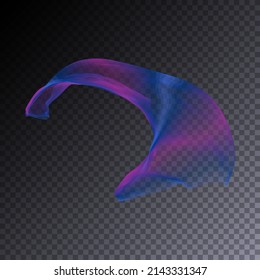 Futuristic transparent light effect. Bright shiny element for your design. Beautiful flame, flare, light trail, hologram. Iridescent neon vector shape.
