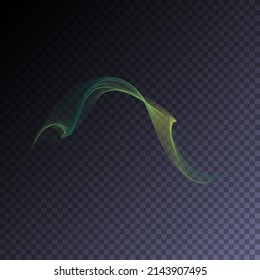 Futuristic transparent light effect. Bright shiny element for your design. Beautiful flame, flare, light trail, hologram. Iridescent neon vector shape.