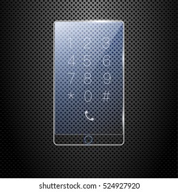 futuristic transparent mobile smart phone on black background