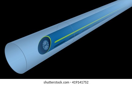 futuristic transportation system (train running through the tube) image illustration