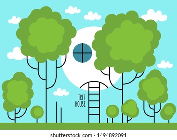 Futuristic treehouse in the forest