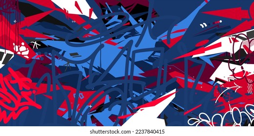 Futuristic Trendy Cyberpunk Style Colorful Abstract Urban Street Art Graffiti Vector Illustration Template Background