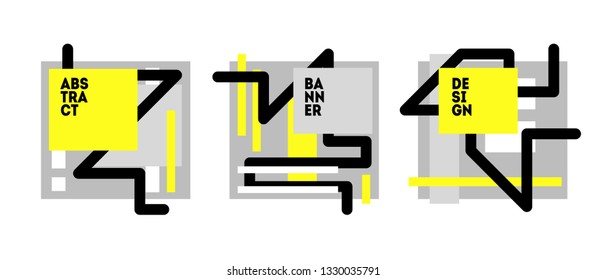 Futuristic trendy dynamic badges for minimal banner, logo, social post. 
Set of trendy flat geometric vector banners