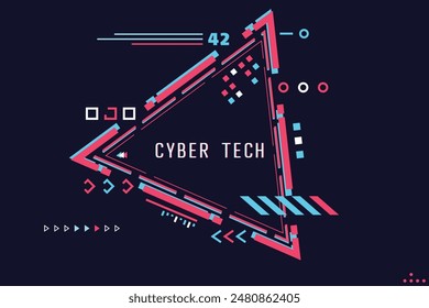 Futuristic triangle abstract text box for banner. Futuristic sci-fi HUD element set. Hi-tech cyberpunk frame for text and callout or poster. Modern 3d stereo effect vector sci-fi banner. 