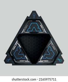 Futuristic triangle  with copy space. Vector element for Sci-Fi technology design.