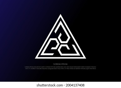Futuristic Triangle Hub Chain Line Logo Design Vector