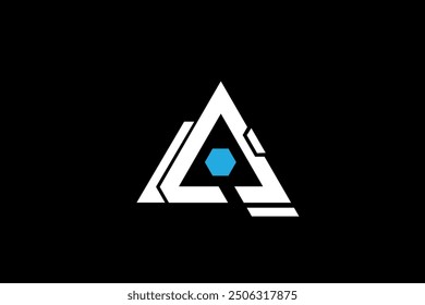 Futuristic Triangle  Logo with hexagon combination 
