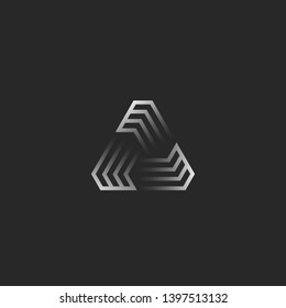 Futuristic Triangle Shape Logo, Creative Gradient Geometric Frame Construction For T-shirt Print Emblem, Cyber Tech Icon Or Sticker