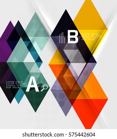 Futuristic triangle tile background with options. Vector template background for workflow layout, diagram, number options or web design