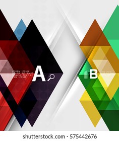 Futuristic triangle tile background with options. Vector template background for workflow layout, diagram, number options or web design