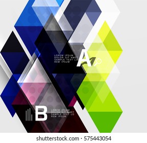 Futuristic triangle tile background with options. Vector template background for workflow layout, diagram, number options or web design
