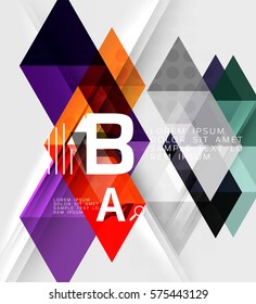 Fondo de mosaico de triángulo futurista con opciones. Fondo de plantilla de vector para diseño de flujo de trabajo, diagrama, opciones de número o diseño web