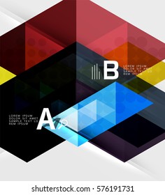 Futuristic triangle tile background with options. Vector template background for workflow layout, diagram, number options or web design