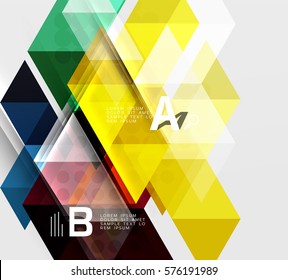 Futuristic triangle tile background with options. Vector template background for workflow layout, diagram, number options or web design