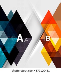 Fondo de mosaico de triángulo futurista con opciones. Fondo de plantilla de vector para diseño de flujo de trabajo, diagrama, opciones de número o diseño web