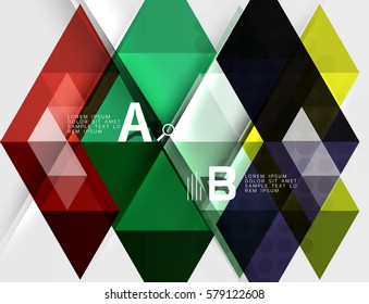 Futuristic triangle tile background with options. Vector template background for workflow layout, diagram, number options or web design