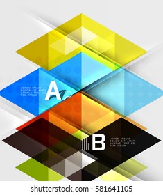 Futuristic triangle tile background with options. Vector template background for workflow layout, diagram, number options or web design
