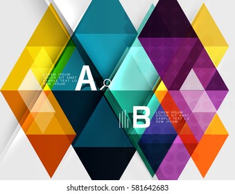 Futuristic triangle tile background with options. Vector template background for workflow layout, diagram, number options or web design