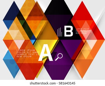 Futuristic triangle tile background with options. Vector template background for workflow layout, diagram, number options or web design