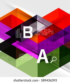 Futuristic triangle tile background with options. Vector template background for workflow layout, diagram, number options or web design