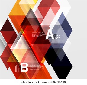 Futuristic triangle tile background with options. Vector template background for workflow layout, diagram, number options or web design