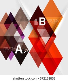 Futuristic triangle tile background with options. Vector template background for workflow layout, diagram, number options or web design