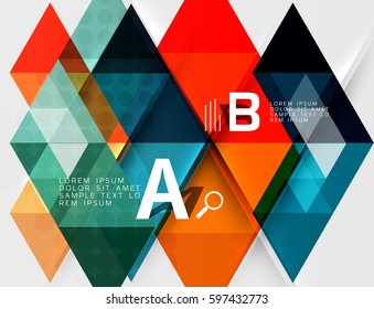 Futuristic triangle tile background with options. Vector template background for workflow layout, diagram, number options or web design