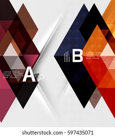 Futuristic triangle tile background with options. Vector template background for workflow layout, diagram, number options or web design
