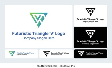 Futuristic Triangle 'V' Logo: Cutting-Edge Geometric Design