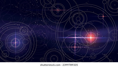 Futuristic Tribal background with space and cosmic elements. Good for game UI.  Vector Illustration EPS10
