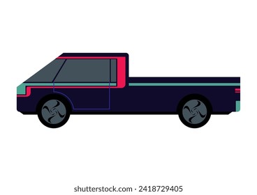 Futuristic truck vector design illustration. Electric vehicle, battery car or transport. Smart concept of automobile.