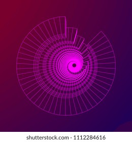 Futuristic tunnel of wireframe low poly mesh construction. Futuristic background, business concept. Vector illustration