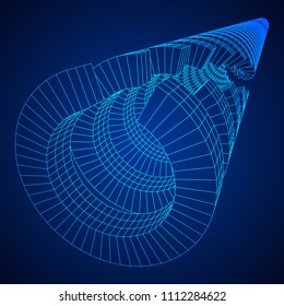 Futuristic tunnel of wireframe low poly mesh construction. Futuristic background, business concept. Vector illustration