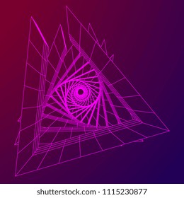 Futuristic tunnel of wireframe low poly mesh construction. Futuristic background, business concept. Vector illustration
