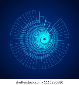 Futuristic tunnel of wireframe low poly mesh construction. Futuristic background, business concept. Vector illustration