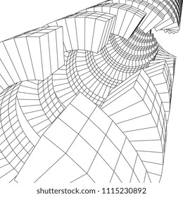 Futuristic tunnel of wireframe low poly mesh construction. Futuristic background, business concept. Vector illustration