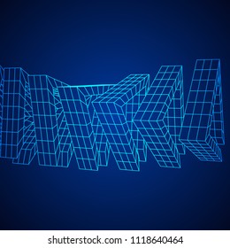 Futuristic tunnel of wireframe low poly mesh construction. Futuristic background, business concept. Vector illustration