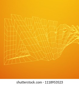 Futuristic tunnel of wireframe low poly mesh construction. Futuristic background, business concept. Vector illustration