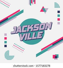 Futuristic typography of Jacksonville, America on top of light grey background