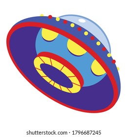Futuristic ufo icon. Cartoon of futuristic ufo vector icon for web design isolated on white background