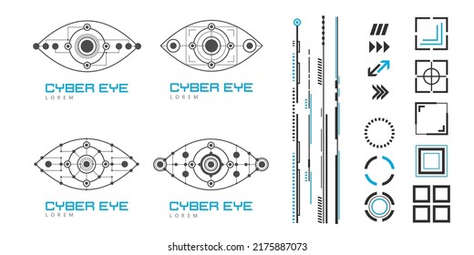  Futuristic ui elements.Electronic eye.Technological framework.Vector illustration.