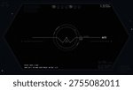 Futuristic UI overlay sci-fi drone or spaceship view. Military target aim camera overlay with blue and white lines. Tech spaceship aim GUI view with crosshair and combat target system UI.