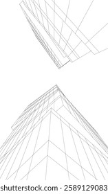 Futuristic Urban Wireframe – Geometric High-Rise Concepts
