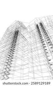 Futuristic Urban Wireframe – Geometric High-Rise Concepts
