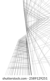 Futuristic Urban Wireframe – Geometric High-Rise Concepts
