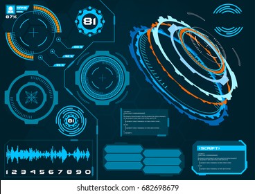 Futuristic user interface. Abstract virtual interface, infographic interface screen monitor radar set of web elements. Vector illustration