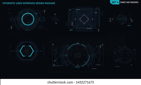 Futuristic user interface design element text box scale and bar for cyber and technology concept against dark background, screen ratio 16:9, vector illustration 