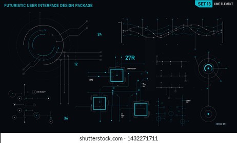Futuristic User Interface Design Element Text Box Scale And Bar For Cyber And Technology Concept Against Dark Background, Screen Ratio 16:9, Vector Illustration 