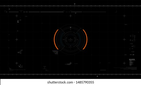 Futuristic user interface design element text box scale and bar for video overlay cyber and technology concept against dark background wide screen ratio vector illustration 