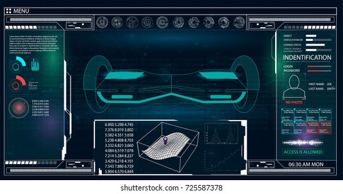 Futuristic user interface for GyroScooter. Abstract virtual graphic touch user interface. HUD. Hi-tech basic. white elements. UI hud infographic interface screen monitor radar set web elements